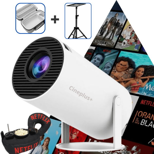 (Queima de estoque) Mini Projetor CINEPLUS ® LED 4K + GANHE KIT PIPOCA NETFLIX DE BRINDE