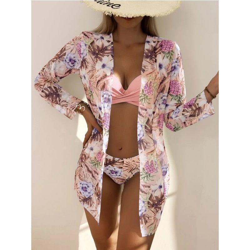 Coleção Moda Praia Flowers 2023 | Biquíni + Saída de Praia (BRINDE)