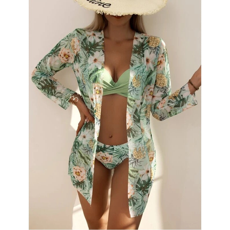 Coleção Moda Praia Flowers 2023 | Biquíni + Saída de Praia (BRINDE)