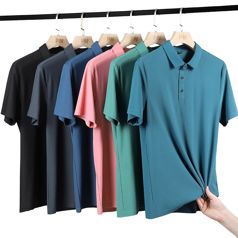 [Kit 10 Camisas] - Polo de Alto Padrão Deluxe™ em Seda Gelo / As Inigualáveis em Luxo, Conforto e Frescor!